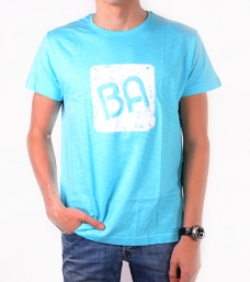 BA Slubba Tee  Turquoise / White